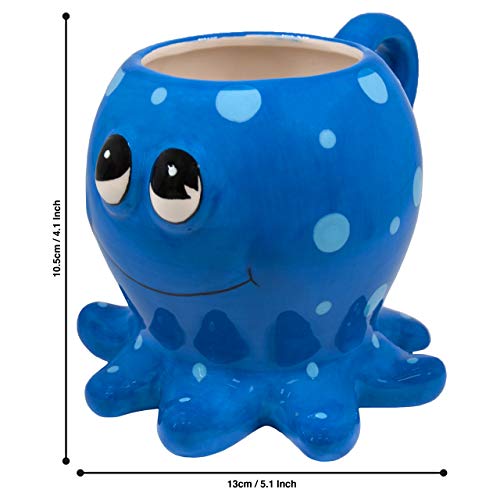 Deluxebase Crockery Critters Octopus Mug from Animal Shaped Mug for Kids and Adults. Hand-Painted Novelty Animal Coffee Mug. Aesthetic Tea Cup or Coffee Cup. Novelty Gifts and Cute Stuff for Kids