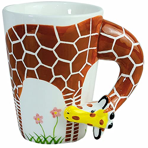 luckyse 3D Coffee Mug Funny Animal Porcelain 13.5 Oz Tea Cup. Hi, I am a giraffe with long neck and legs Suitable for Gift Best Papa Ever Birthday Gift
