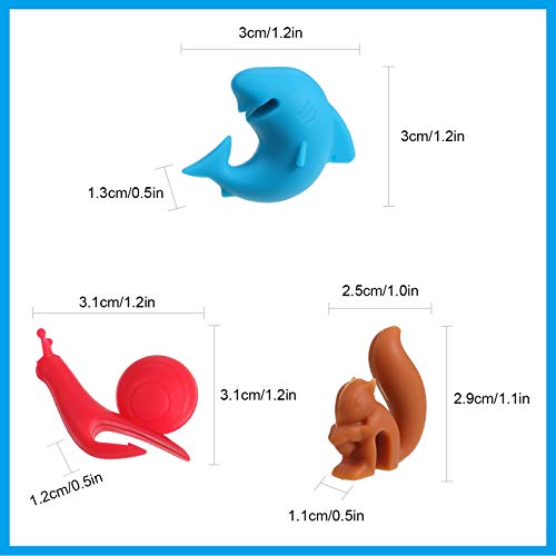 Boao 36 Pieces Tea Bag Holders Silicone Cute Tea Bag Hanger Colorful Tea Bag Clip Animal Shaped Tea Bag Holders for Cup and Mug Markers Snail Squirrel Shark Shapes