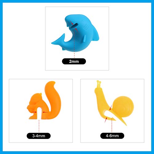 Boao 36 Pieces Tea Bag Holders Silicone Cute Tea Bag Hanger Colorful Tea Bag Clip Animal Shaped Tea Bag Holders for Cup and Mug Markers Snail Squirrel Shark Shapes