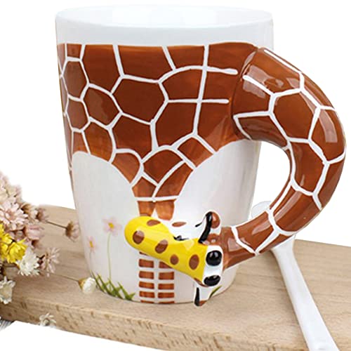 luckyse 3D Coffee Mug Funny Animal Porcelain 13.5 Oz Tea Cup. Hi, I am a giraffe with long neck and legs Suitable for Gift Best Papa Ever Birthday Gift