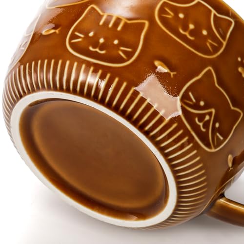 Cididu Set of 2 Cute Ceramic Cat Mug with Lid, 10 OZ Novelty Coffee Milk Mug with Coaster, Kawaii Tea Cup Breakfast Mug for Cat Lovers, Birthday Valentines Gifts for Women Girls Animal Lovers