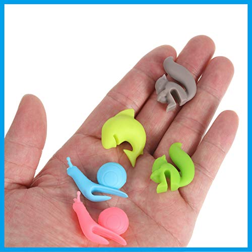 Boao 36 Pieces Tea Bag Holders Silicone Cute Tea Bag Hanger Colorful Tea Bag Clip Animal Shaped Tea Bag Holders for Cup and Mug Markers Snail Squirrel Shark Shapes