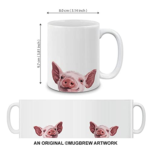 MUGBREW Cute Animal Baby Pig Ceramic Coffee Mug Tea Cup, 11 OZ