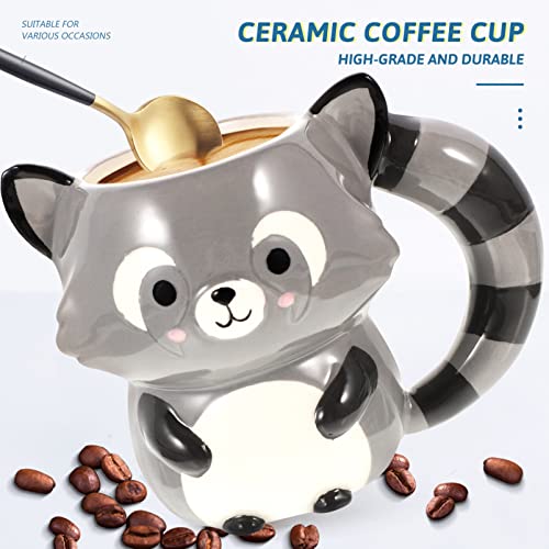 Animal Shaped Coffee Mug 3d Raccoon Mug Bear Shaped Ceramic Mug for Adults Drinking Tea Water Milk Breakfast Cereal