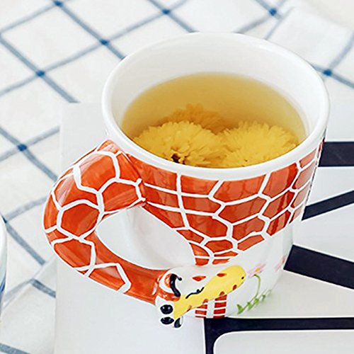 luckyse 3D Coffee Mug Funny Animal Porcelain 13.5 Oz Tea Cup. Hi, I am a giraffe with long neck and legs Suitable for Gift Best Papa Ever Birthday Gift
