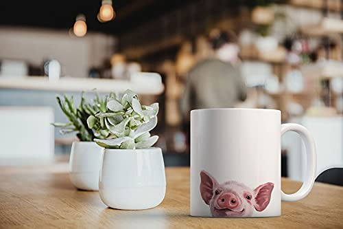 MUGBREW Cute Animal Baby Pig Ceramic Coffee Mug Tea Cup, 11 OZ