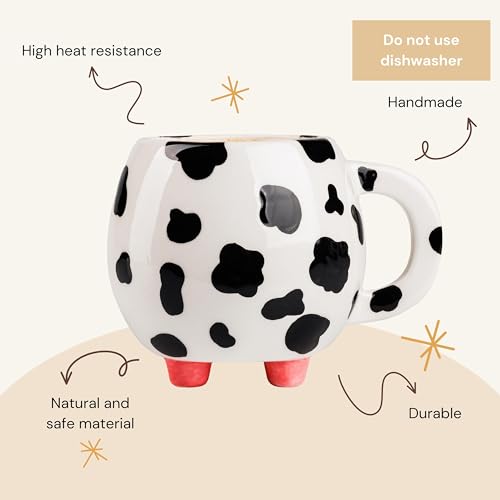 SWEETLO Cow Print Cup Cow Mug With Udders 15oz Cow Coffee Mug - Cow Mugs - 450 ml Cow Print Cups Cow Cup Cow Print Mug - Cow Print Stuff