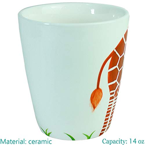luckyse 3D Coffee Mug Funny Animal Porcelain 13.5 Oz Tea Cup. Hi, I am a giraffe with long neck and legs Suitable for Gift Best Papa Ever Birthday Gift