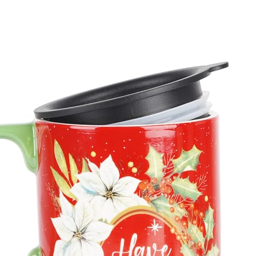 Topadorn Christmas Coffee Mug 17 Oz, Dishwasher & Microwave Safe, Porcelain Mugs for Tea or Hot Cocoa as Xmas Gifts for Family & Friends, Red