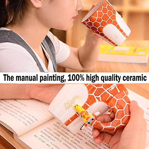 luckyse 3D Coffee Mug Funny Animal Porcelain 13.5 Oz Tea Cup. Hi, I am a giraffe with long neck and legs Suitable for Gift Best Papa Ever Birthday Gift