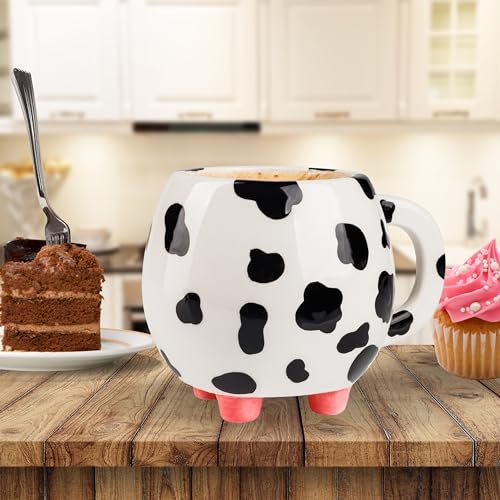 SWEETLO Cow Print Cup Cow Mug With Udders 15oz Cow Coffee Mug - Cow Mugs - 450 ml Cow Print Cups Cow Cup Cow Print Mug - Cow Print Stuff