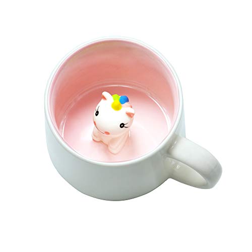 Cute Unicorn Ceramic Mug Unique Hand Painted Novelty 3D Animal cups,Personalised chocolate Tea Milk Mugs,for Weddings, Birthdays, unicorn Lovers Women Girls (Unicorn)
