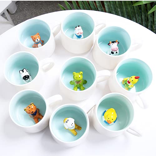 Arawat Rabbit Inside Cup Cute Coffee Mugs 12 OZ Funny Coffee Mugs with Handle Tea Cup with Spoon Ceramics Cups Novelty Cups for Rabbit Lover Office Mug Animal Cups Cartoon Rabbit Mugs as Gift Mug