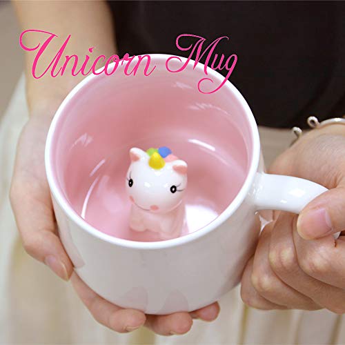 Cute Unicorn Ceramic Mug Unique Hand Painted Novelty 3D Animal cups,Personalised chocolate Tea Milk Mugs,for Weddings, Birthdays, unicorn Lovers Women Girls (Unicorn)