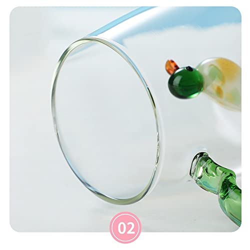 QIANSHENG 3D Coffee Mug Borosilicate Glass Cute Animal Inside Cup Cartoon Figurine Teacup Christmas Birthday Valentine's Day Gift for Boys Girls Kids Women Men, 13.5oz