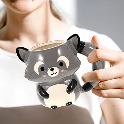 Animal Shaped Coffee Mug 3d Raccoon Mug Bear Shaped Ceramic Mug for Adults Drinking Tea Water Milk Breakfast Cereal
