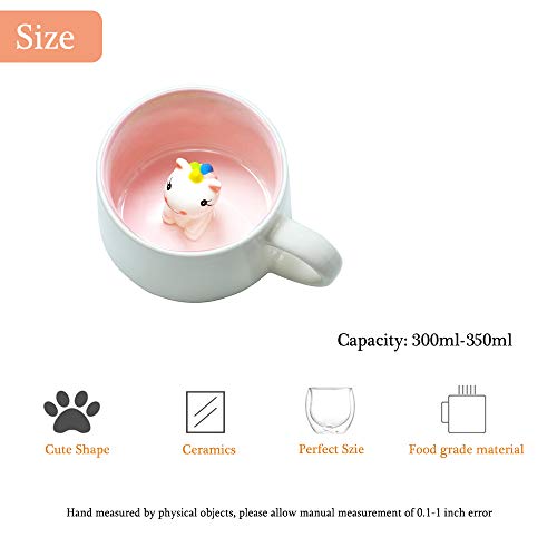 Cute Unicorn Ceramic Mug Unique Hand Painted Novelty 3D Animal cups,Personalised chocolate Tea Milk Mugs,for Weddings, Birthdays, unicorn Lovers Women Girls (Unicorn)