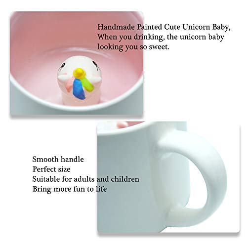 Cute Unicorn Ceramic Mug Unique Hand Painted Novelty 3D Animal cups,Personalised chocolate Tea Milk Mugs,for Weddings, Birthdays, unicorn Lovers Women Girls (Unicorn)