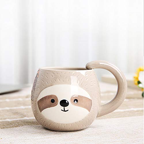 Yalucky Novelty Sloth Coffee Mug, Cute Travel Tea Mug, Animal Cup, Cartoon 3D Ceramic Drinkware for Sloth Lovers, Funny Sloth Gifts For Women and Men,Birthday Christmas Gifts, 11oz /330ml