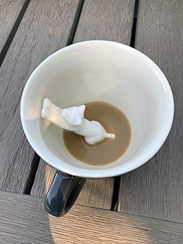 creature cups Cat Stretch Ceramic Cup (11 Ounce, Dark Grey) - Hidden Animal Inside - Stretching Kitty Cat Mug - Birthday and Housewarming Gift for Coffee & Tea Lovers