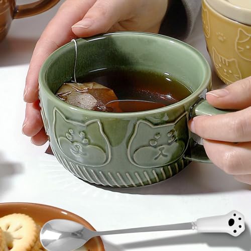 Cute Kawaii Dog Mug,Dog Coffee Mugs with Lids,Novelty Animal Coffee Ceramic Tea Cup Dessert Saucer Set,Christmas Birthday Presents for Girls Friend Kids,Dog lovers gifts for women