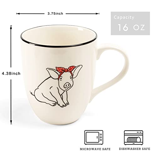 LEHAHA Farmhouse Coffee Mugs Set,16 OZ Animal Large Coffee Mugs with Handle, Set of 6, Christmas Porcelain Mugs/Cups for Coffee, Tea, Cocoa, Office and Home Use, Practical Gift, Assorted Design