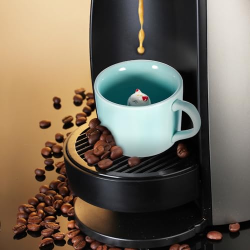Uiifan 4 Pieces 3D Mug Animal Mug 3D Coffee Mug Hidden 3D Cartoon Ceramics Figurine Tea Cup 3D Mug Animal Inside Cup Cute Mug for Coffee Gift Friend Women Men (Cute)