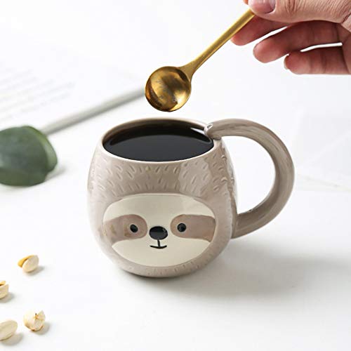 Yalucky Novelty Sloth Coffee Mug, Cute Travel Tea Mug, Animal Cup, Cartoon 3D Ceramic Drinkware for Sloth Lovers, Funny Sloth Gifts For Women and Men,Birthday Christmas Gifts, 11oz /330ml
