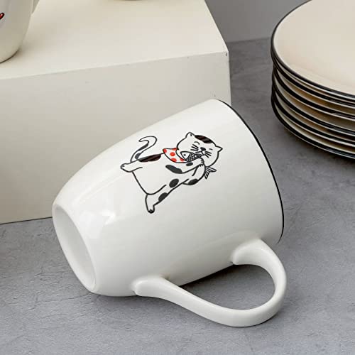 LEHAHA Farmhouse Coffee Mugs Set,16 OZ Animal Large Coffee Mugs with Handle, Set of 6, Christmas Porcelain Mugs/Cups for Coffee, Tea, Cocoa, Office and Home Use, Practical Gift, Assorted Design