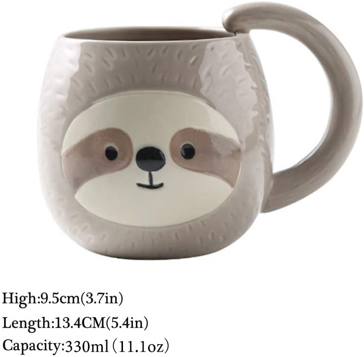 Yalucky Novelty Sloth Coffee Mug, Cute Travel Tea Mug, Animal Cup, Cartoon 3D Ceramic Drinkware for Sloth Lovers, Funny Sloth Gifts For Women and Men,Birthday Christmas Gifts, 11oz /330ml