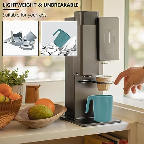 PYRMONT Wheat Straw Cups-Mug Set of 6,Reusable Plastic Coffee Mug,Tea Cup with Handles,16 oz Mug Set for Coffee,Camping,Unbreakable Drinking Glasses,BPA-Free,Dishwasher & Microwave Safe-Green