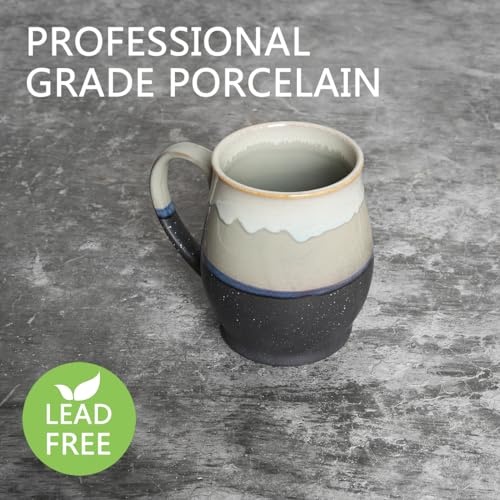 Bosmarlin Extra Large Ceramic Coffee Mug, 25 Oz, Dishwasher and Microwave Safe, Oversized Big Tea Cup for Office and Home, Reactive Glaze (Grey)