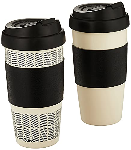 Copco 5237160 Reusable, Insulated Double Wall Travel Mugs 16-ounce White/Black , 2 Count ( Pack of 1)