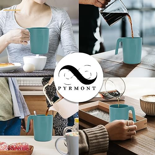 PYRMONT Wheat Straw Cups-Mug Set of 6,Reusable Plastic Coffee Mug,Tea Cup with Handles,16 oz Mug Set for Coffee,Camping,Unbreakable Drinking Glasses,BPA-Free,Dishwasher & Microwave Safe-Green