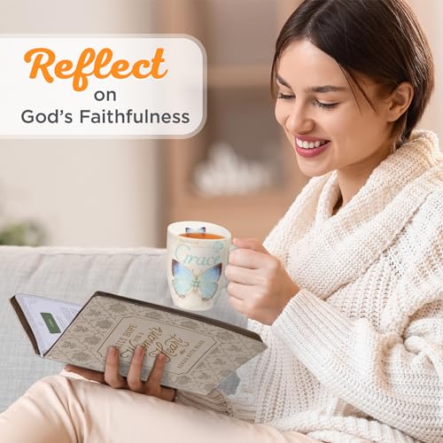 Christian Art Gifts Botanic Butterfly Blessings Coffee/Tea Mug Set w/Scripture Teal Grace Butterfly, Purple Blessed Butterfly, Pink Believe Butterfly, Yellow Hope Butterfly, Microwave/Dishwasher Safe