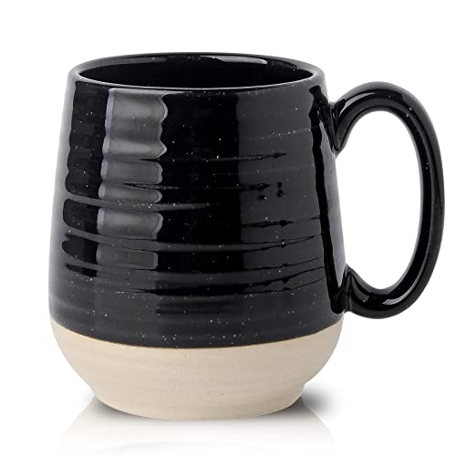Hasense Large Coffee Mug,20 oz Ceramic Coffee Cup for Office and Home, Big Coffee Mug with Handle for Latte Coffee Tea Soup, Dishwasher and Microwave Safe, 1 PCS (Black)