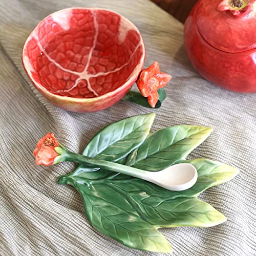 Minigift Ceramic Tea Cup and Saucer Set ，6OZ 3D Hand-Painted Pomegranate Coffee Mug，Gift for Women