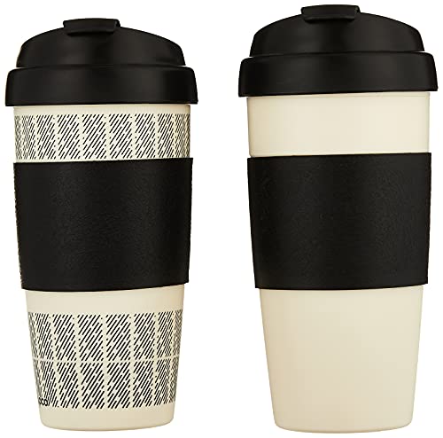Copco 5237160 Reusable, Insulated Double Wall Travel Mugs 16-ounce White/Black , 2 Count ( Pack of 1)
