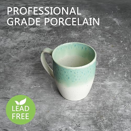 Bosmarlin Ceramic Coffee Mug Set of 4, 17 Oz, 4 Colors to Choose, Tea Cups, Dishwasher and Microwave Safe, Reactive Glaze (Green)