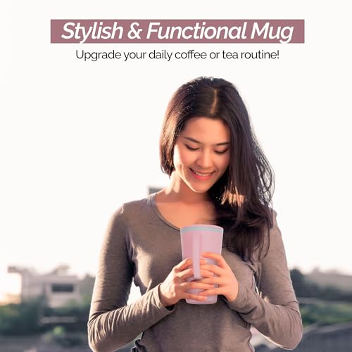 Copco Cone 16oz Insulated Travel Mug with Handle, Double Wall, Slide-Closure Lid, BPA-Free, Microwave & Dishwasher Safe, Reusable Plastic Travel Coffee Tumbler - Portable Coffee Cup (Pink)