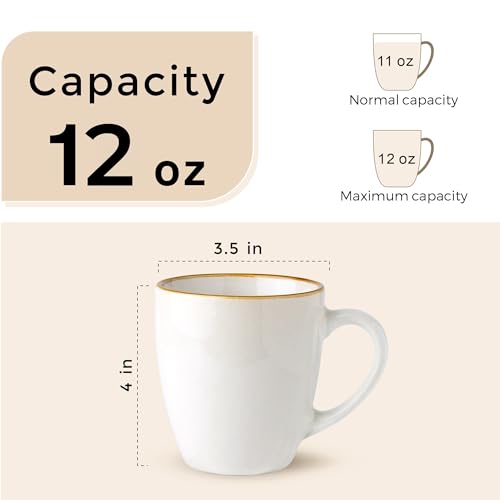 GBHOME Ceramic Coffee Mugs Set of 4, 12oz Stoneware Coffee Mugs Set For Dad Mom Women MEN, Light Weight Ceramic Coffee Cups for Latte/Tea/Beer/Hot Cocoa, Dishwasher & Microwave Safe