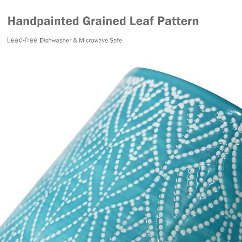 TERESA'S TEASET Coffee Mug with Lid Set of 2, 16.5 oz Ceramic Coffee Mugs with Handpainted Floral Pattern, Mugs Gift Set for Tea Lover, Woman and Couple, Microwave and Dishwasher Safe