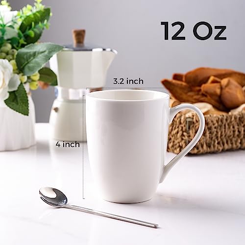 GBHOME 12 OZ Off White Coffee Mugs, Ceramic Coffee Mugs Set with Large Handle for Man,Woman,Dad,Mom, Light Weight Coffee Mugs for Latte/Cappuccino/Cocoa/Milk, Dishwasher &Microwave Safe,12Pcs