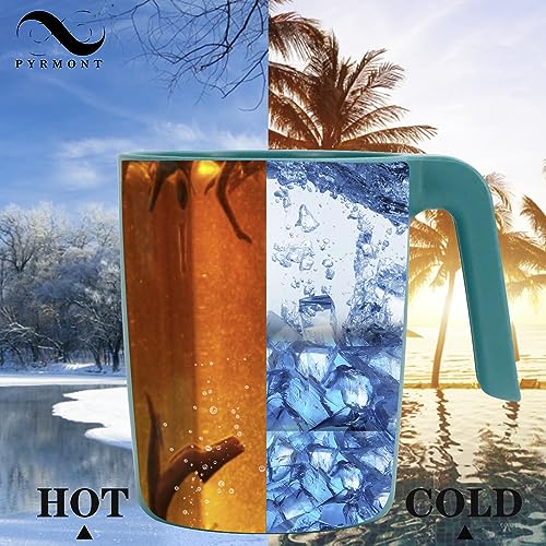 PYRMONT Wheat Straw Cups-Mug Set of 6,Reusable Plastic Coffee Mug,Tea Cup with Handles,16 oz Mug Set for Coffee,Camping,Unbreakable Drinking Glasses,BPA-Free,Dishwasher & Microwave Safe-Green