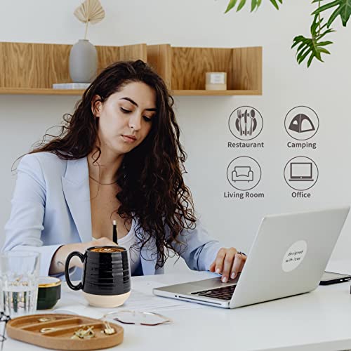 Hasense Large Coffee Mug,20 oz Ceramic Coffee Cup for Office and Home, Big Coffee Mug with Handle for Latte Coffee Tea Soup, Dishwasher and Microwave Safe, 1 PCS (Black)