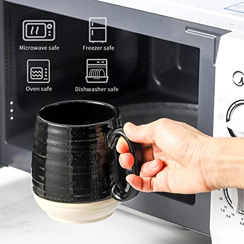 Hasense Large Coffee Mug,20 oz Ceramic Coffee Cup for Office and Home, Big Coffee Mug with Handle for Latte Coffee Tea Soup, Dishwasher and Microwave Safe, 1 PCS (Black)