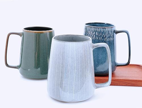 24 oz Ceramic Coffee Mug Large Milk Coffee Mug Tea Cup for Cocoa Cappuccino Latte Cereal Dishwasher Safe Microwave Safe (Green)