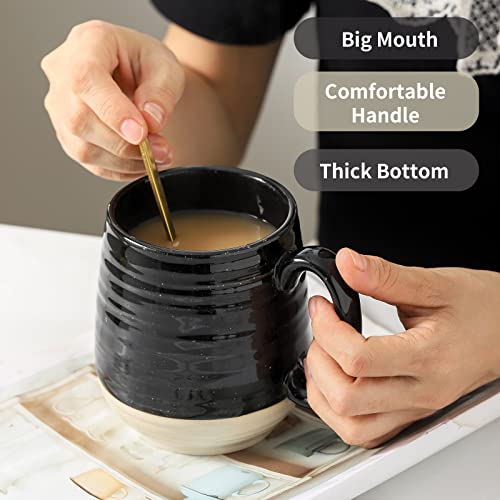 Hasense Large Coffee Mug,20 oz Ceramic Coffee Cup for Office and Home, Big Coffee Mug with Handle for Latte Coffee Tea Soup, Dishwasher and Microwave Safe, 1 PCS (Black)