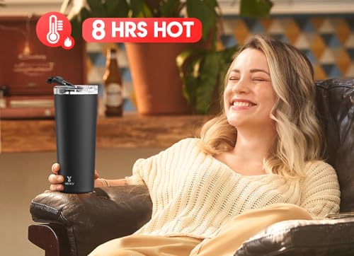 Meoky 24 oz Travel Coffee Mug with Leak-proof Lid, Stainless Steel Insulated Coffee Tumbler, Keeps Hot for 8 Hours or Cold for 24 Hours, Fits in Car Cup Holder (Night)